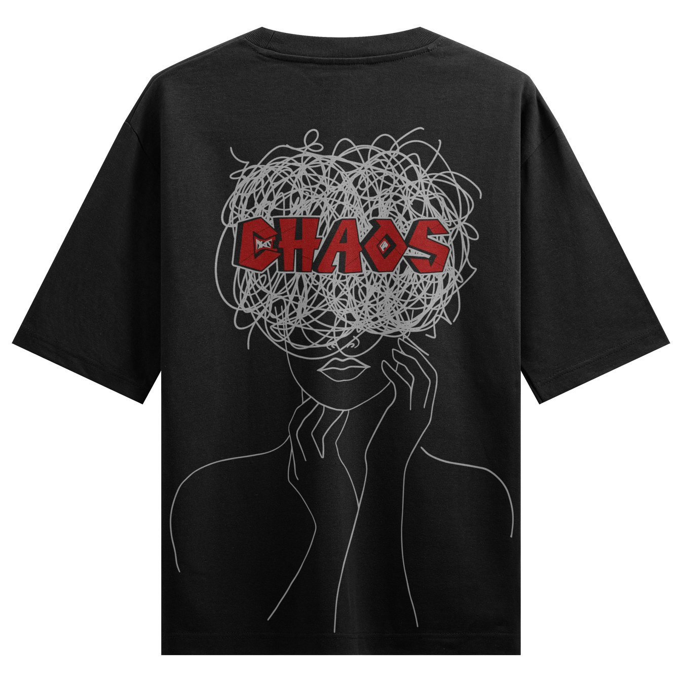 Chaos artwork on PRDGY oversized t-shirt