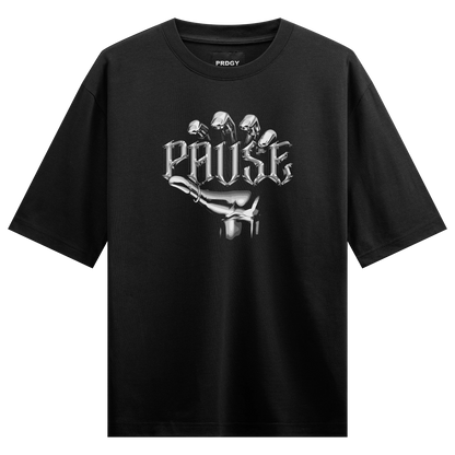 Pause artwork on PRDGY oversized t-shirt