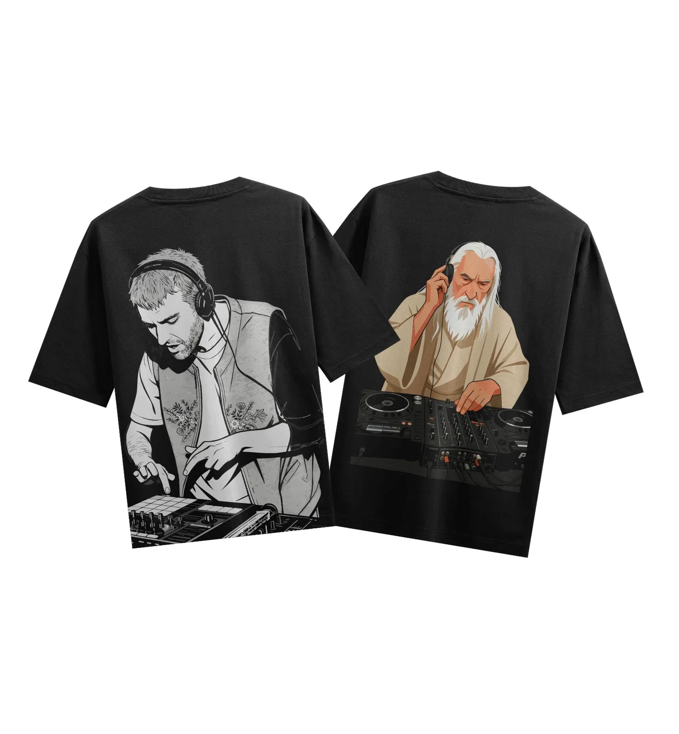 DJ artwork on PRDGY oversized t-shirt