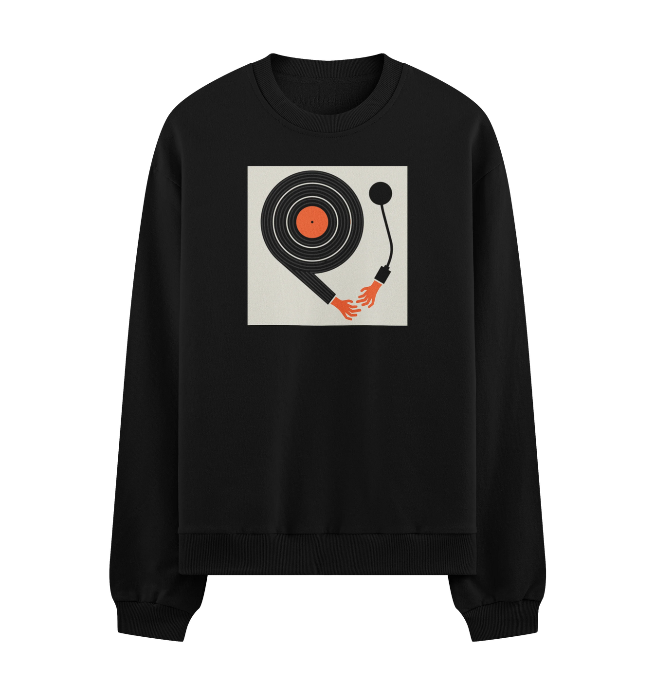 Vinyl Record artwork on PRDGY sweatshirt