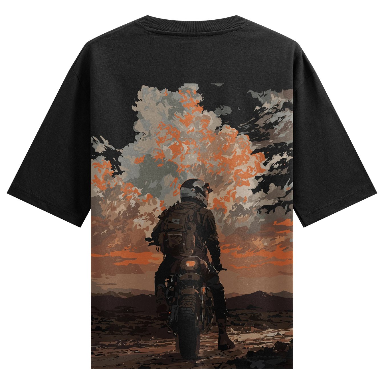 Motorcycle artwork on PRDGY oversized t-shirt