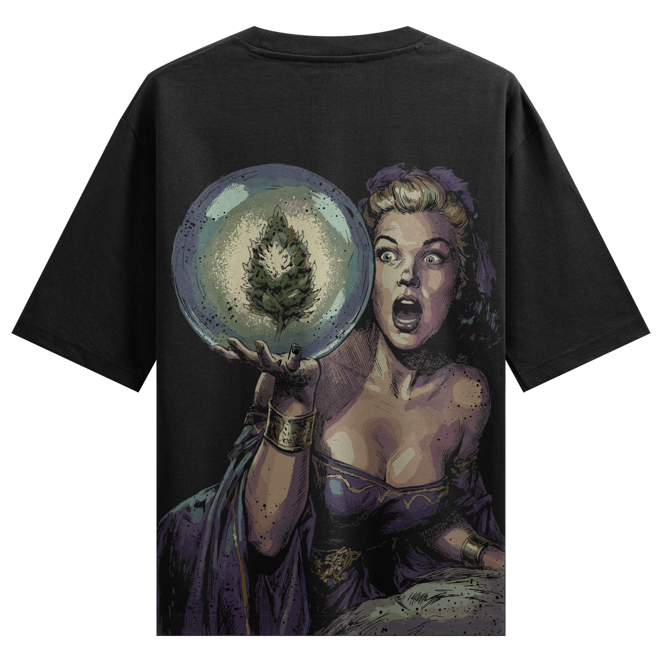 Cannabis artwork on PRDGY oversized t-shirt