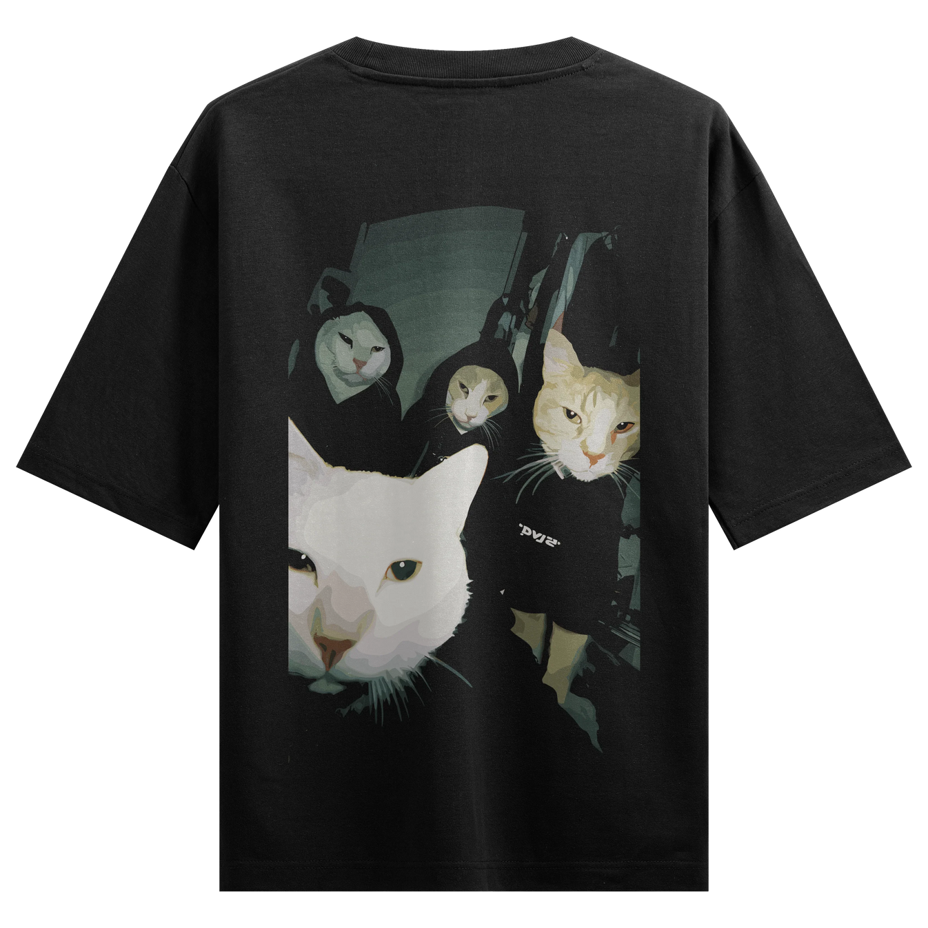 Cats artwork on PRDGY oversized t-shirt