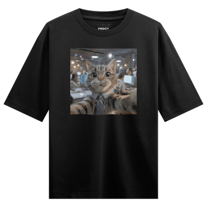 PRDGY Office Cat Oversized T-shirt