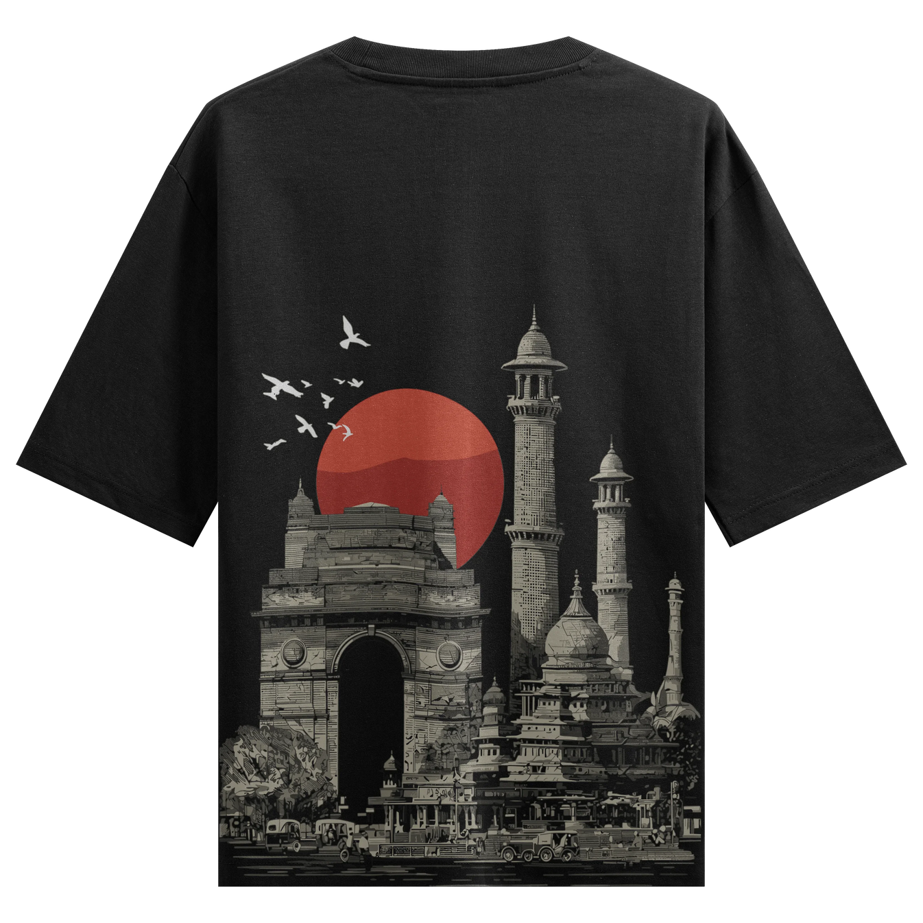 Indian Architecture artwork on PRDGY oversized t-shirt