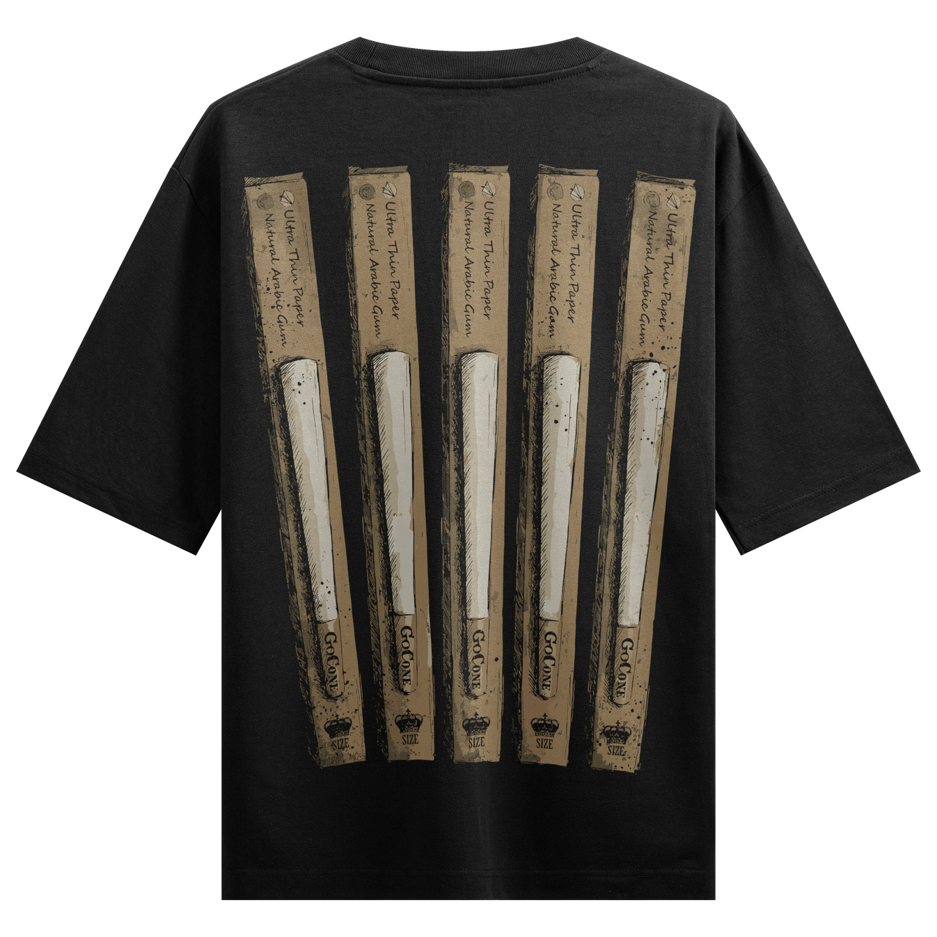 Ultra Thin Paper Natural Arabic Gum GOCONE SIZE artwork on PRDGY oversized t-shirt