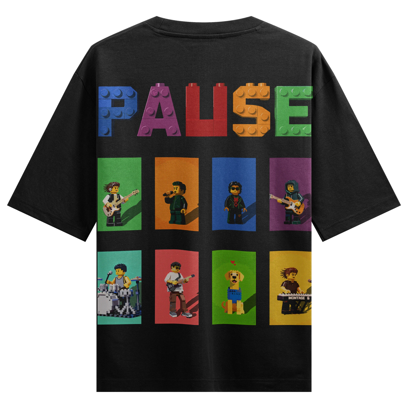 PAUSE MONTAGE 6 artwork on PRDGY oversized t-shirt