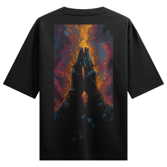 PRDGY Prayer Flames Oversized T-Shirt