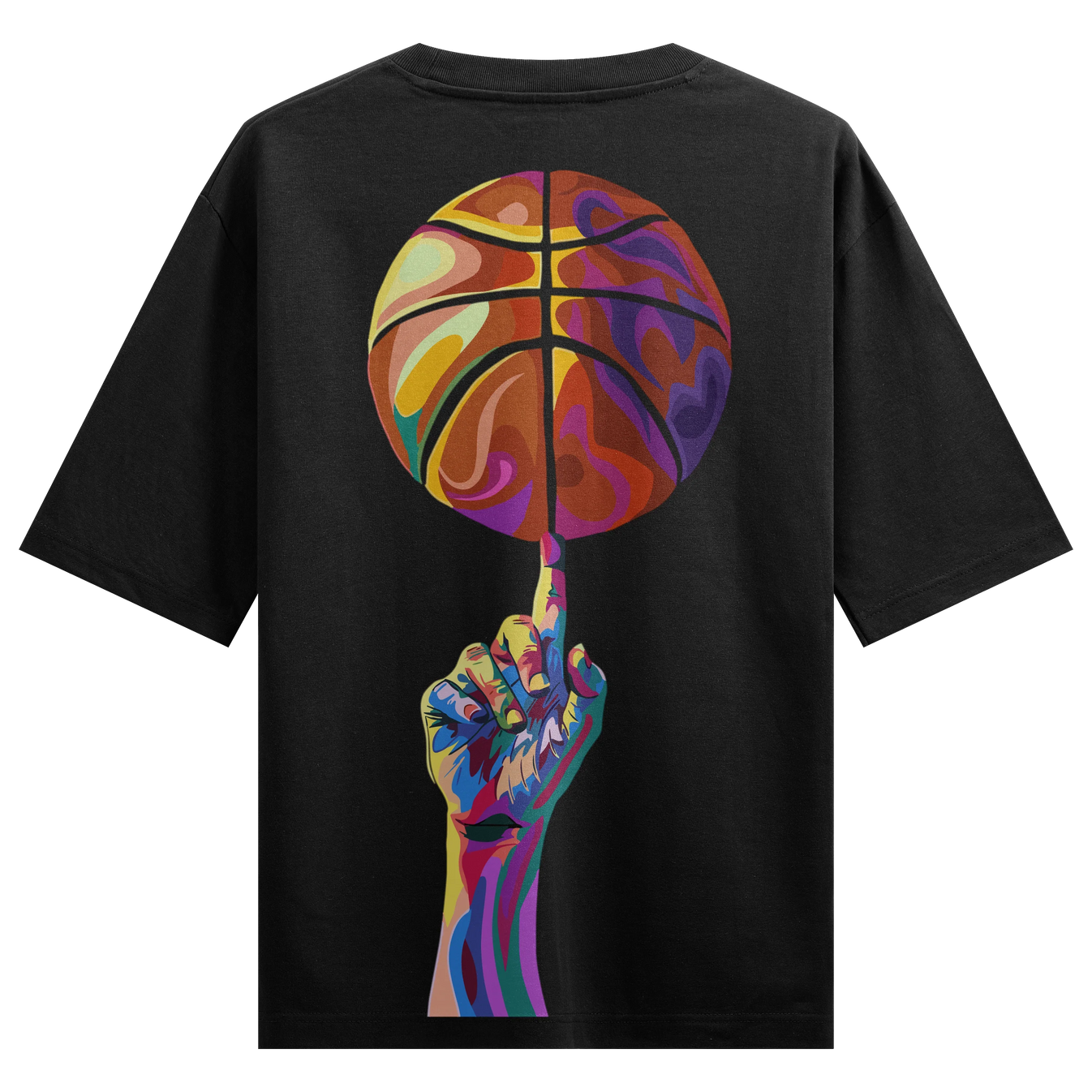 Basketball artwork on PRDGY oversized t-shirt