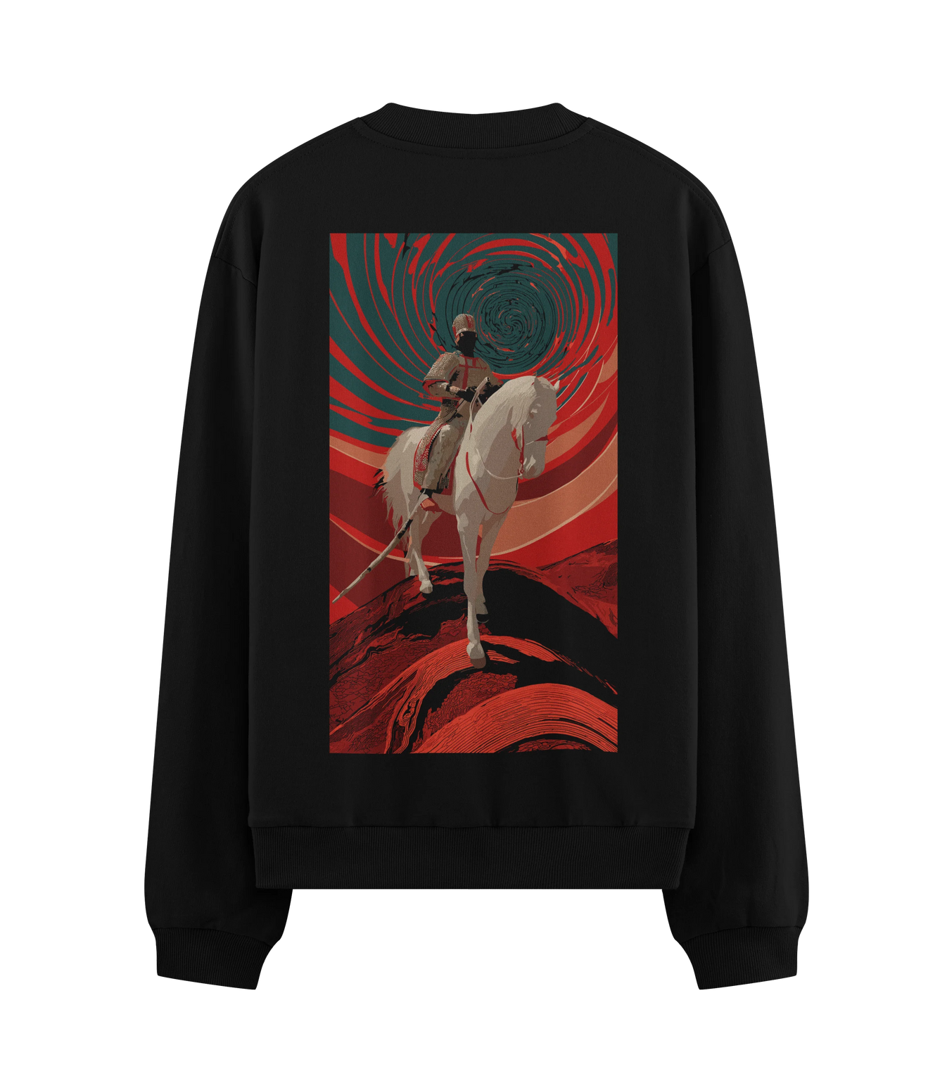 Knight On Horseback artwork on PRDGY sweatshirt