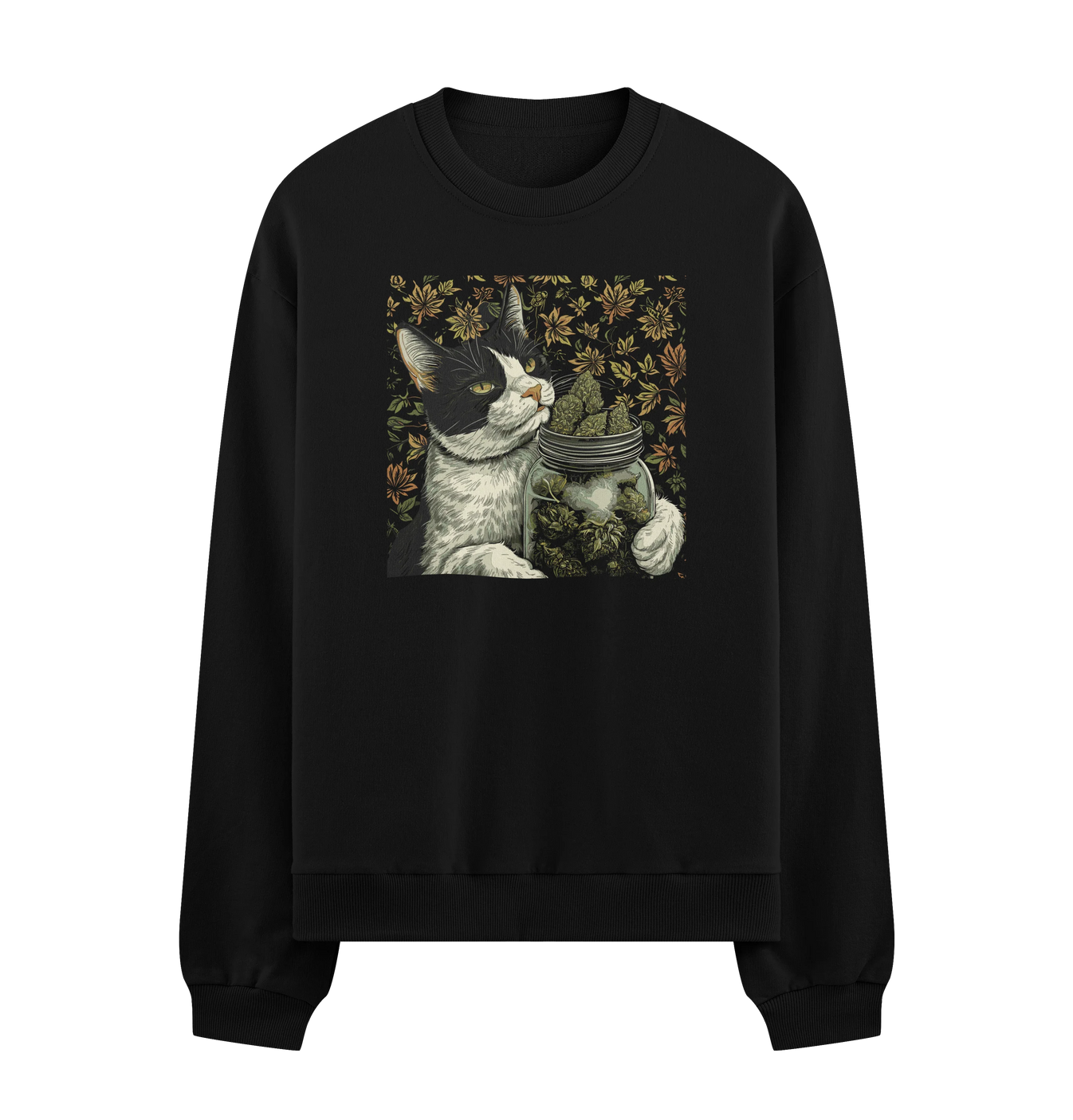 Cannabis Cat artwork on PRDGY sweatshirt