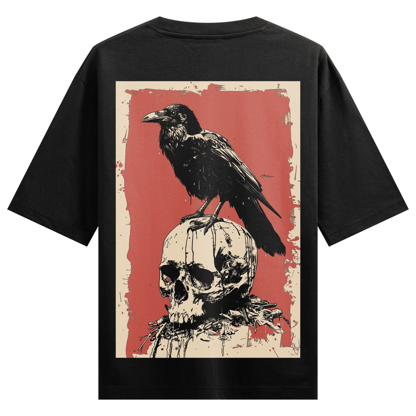 Raven Skull artwork on PRDGY oversized t-shirt
