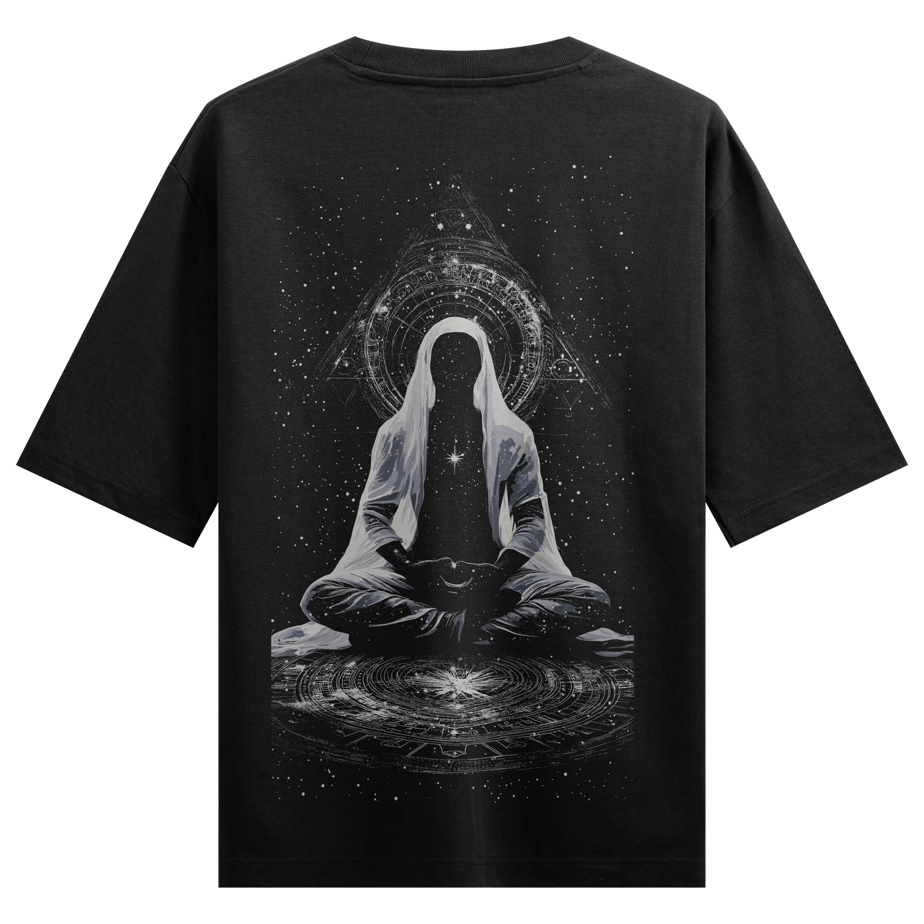 Meditation artwork on PRDGY oversized t-shirt