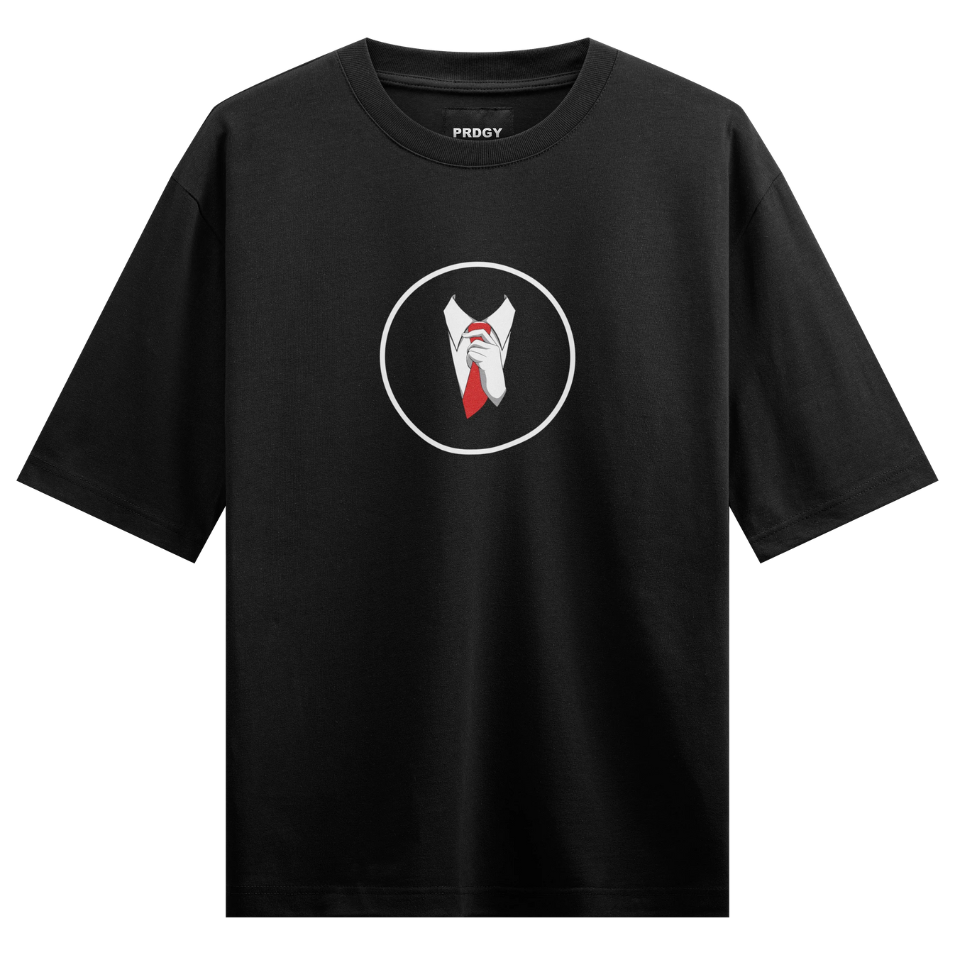 Suit artwork on PRDGY oversized t-shirt