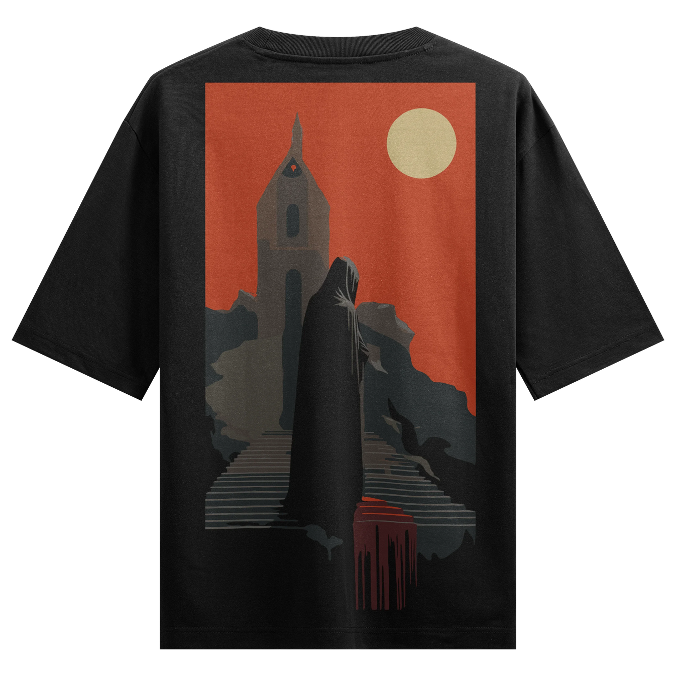 Gothic Reaper artwork on PRDGY oversized t-shirt