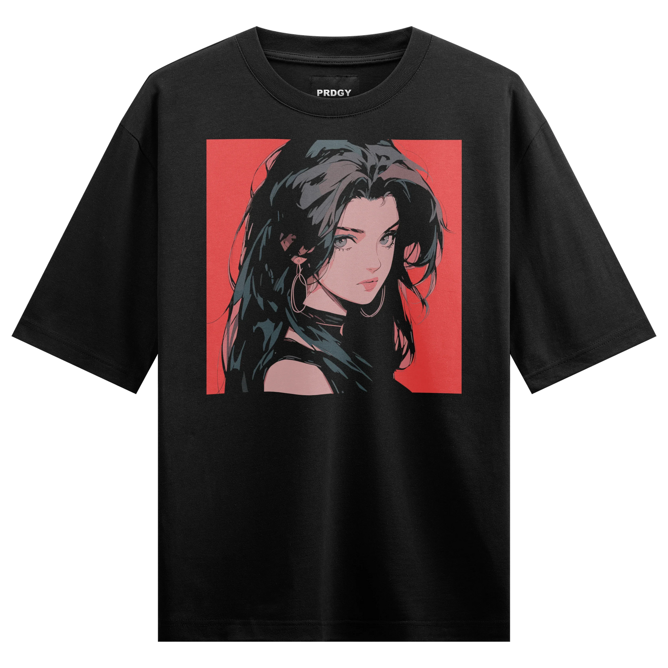 Anime Girl artwork on PRDGY oversized t-shirt
