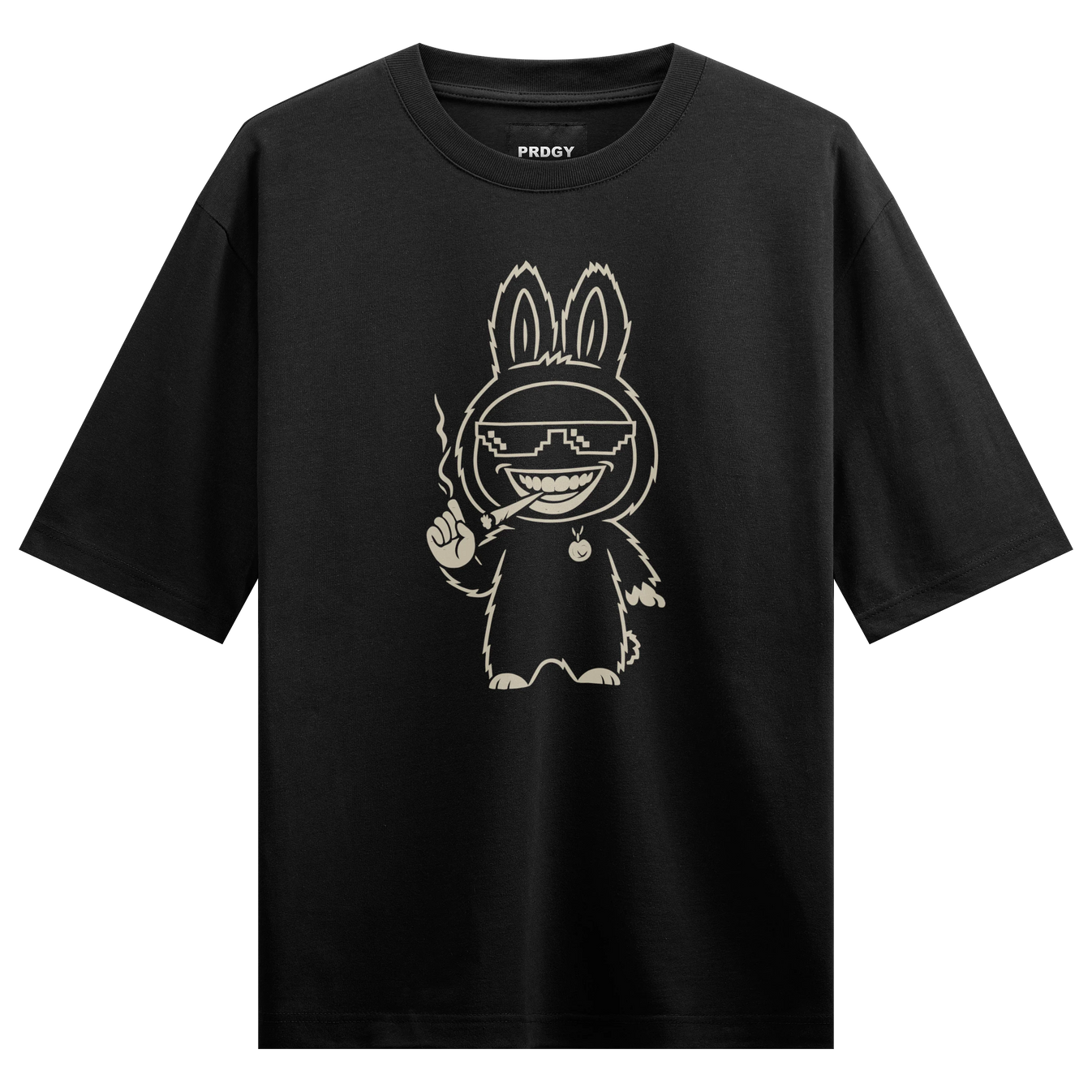 Bunny artwork on PRDGY oversized t-shirt