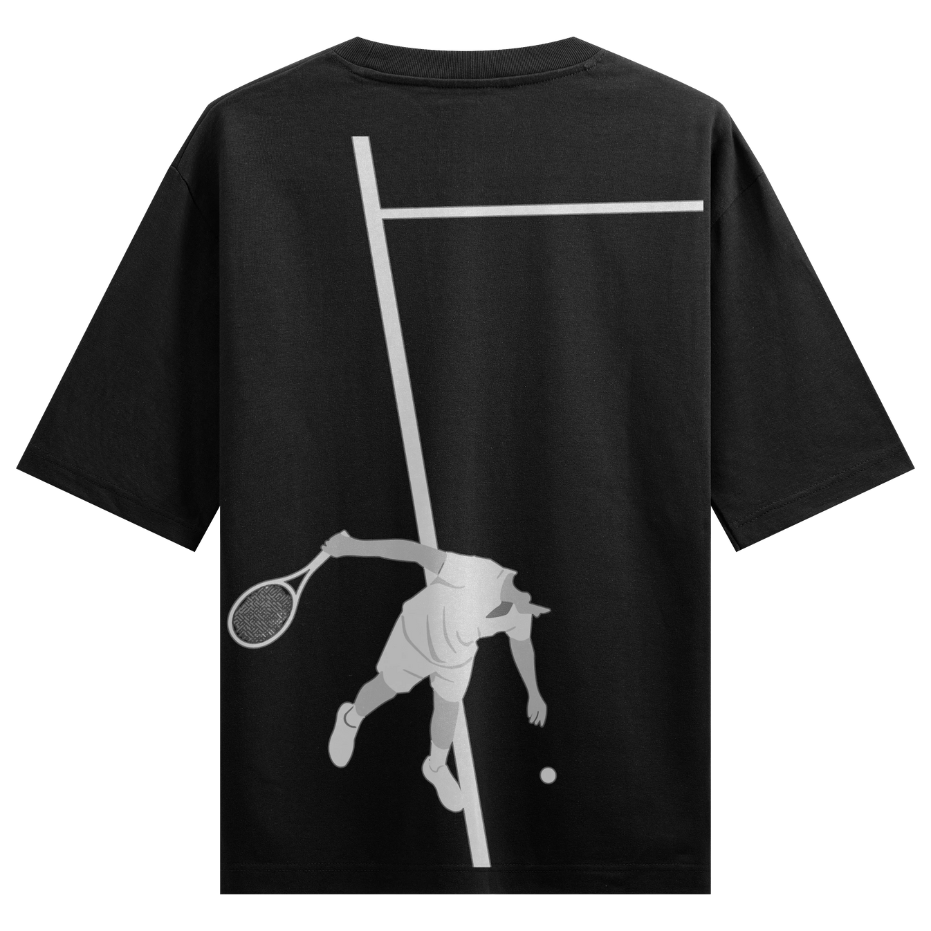Tennis artwork on PRDGY oversized t-shirt