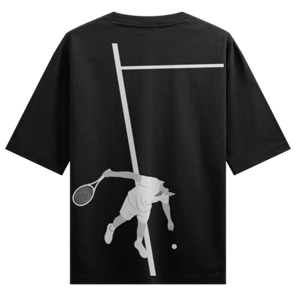 Tennis artwork on PRDGY oversized t-shirt