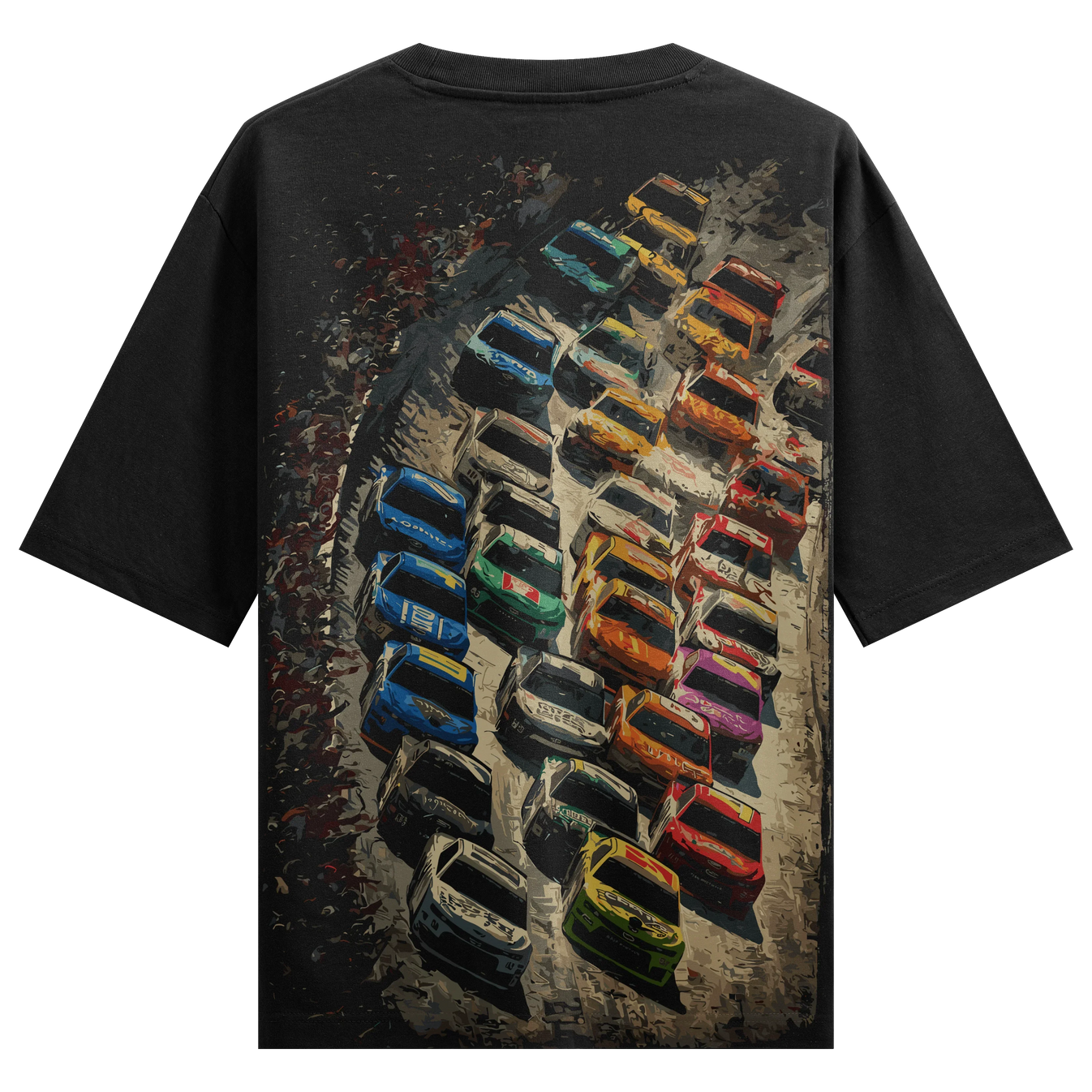 Stock Car Racing artwork on PRDGY oversized t-shirt