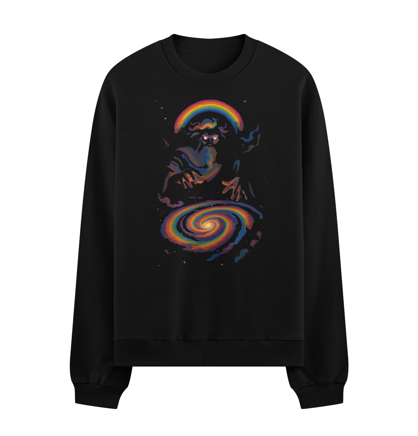 Cosmic Wizard artwork on PRDGY sweatshirt