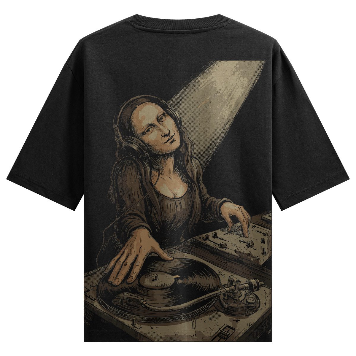 Mona Lisa DJ artwork on PRDGY oversized t-shirt