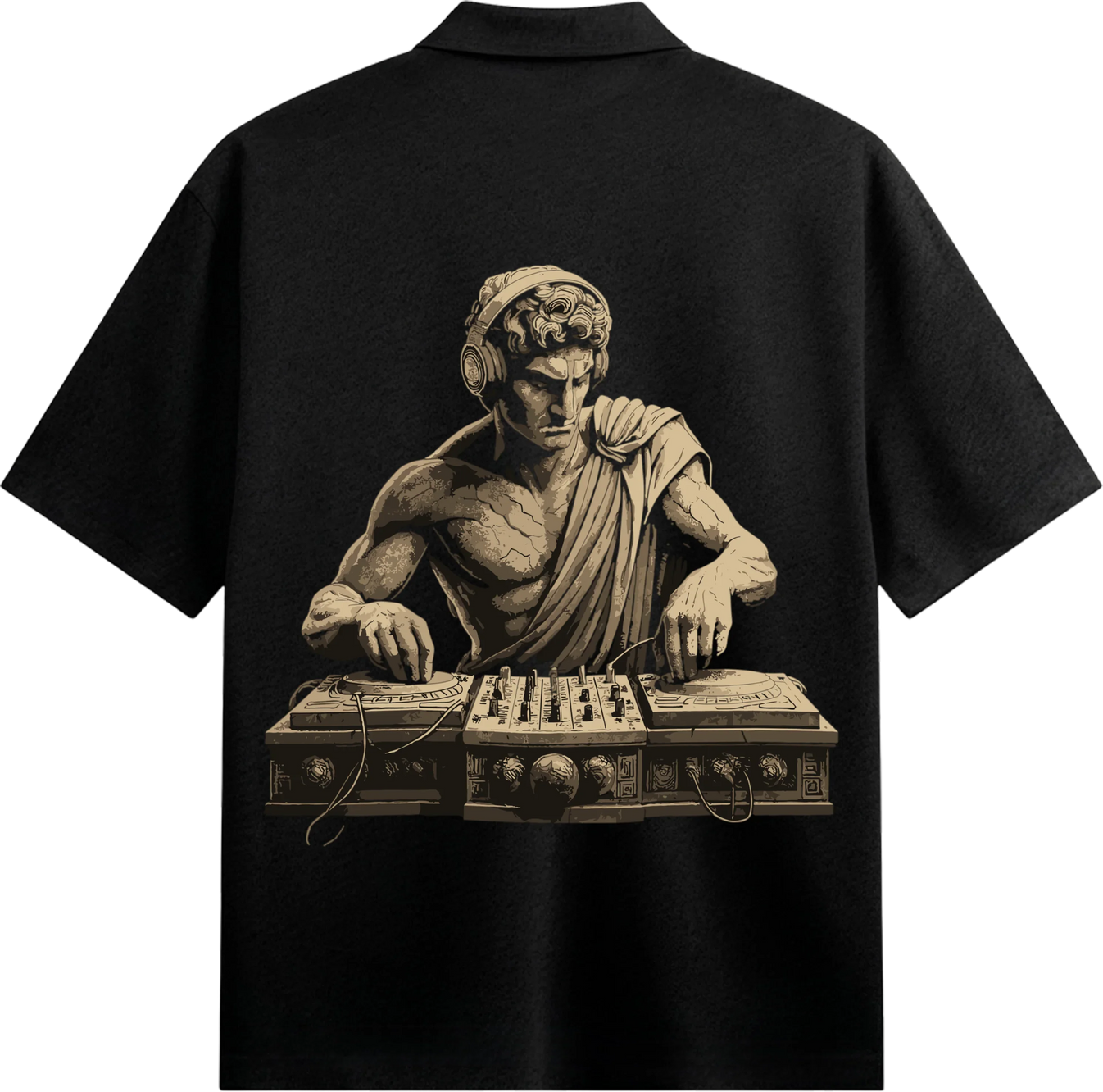 DJ Statue artwork on PRDGY oversized t-shirt