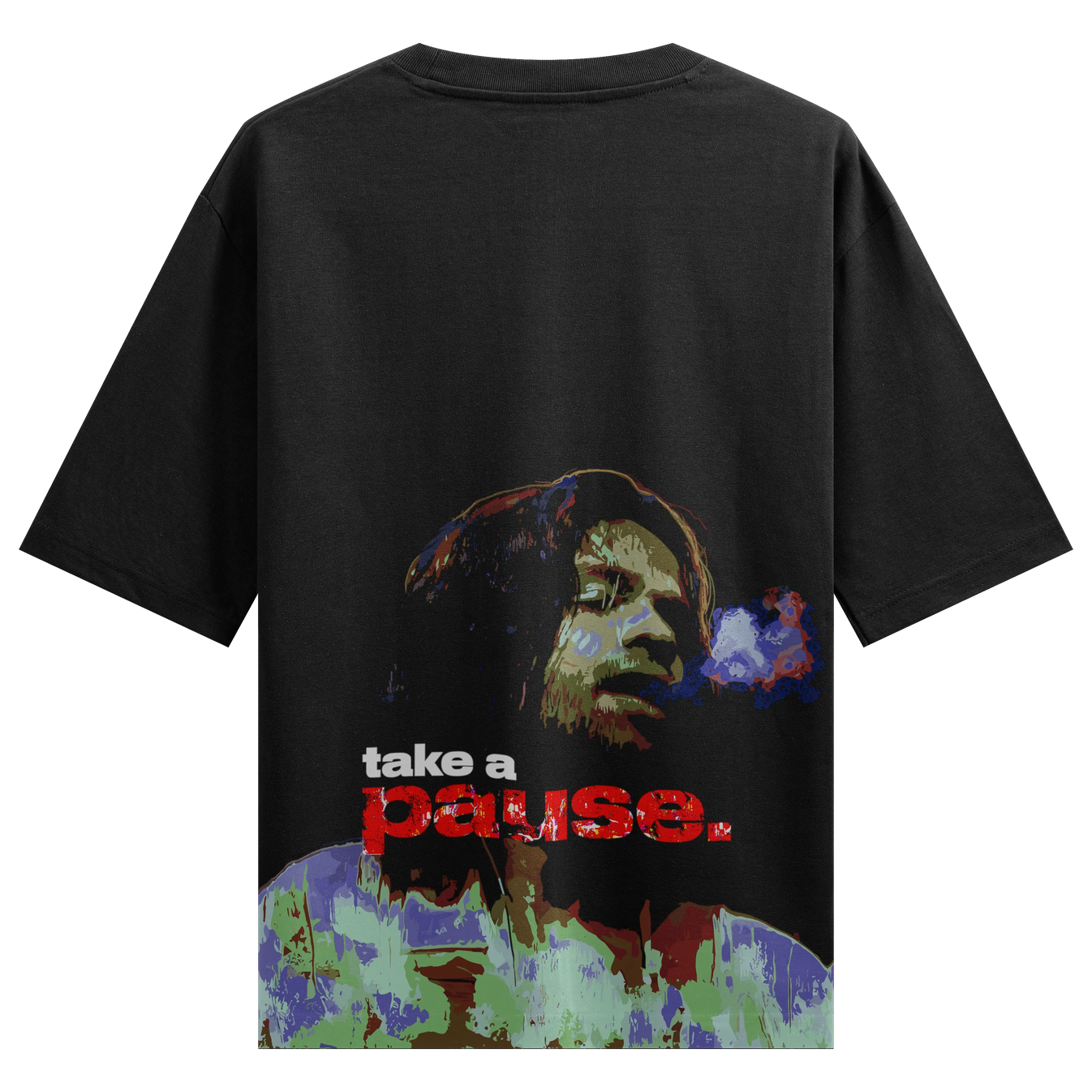 Person Smoking artwork on PRDGY oversized t-shirt