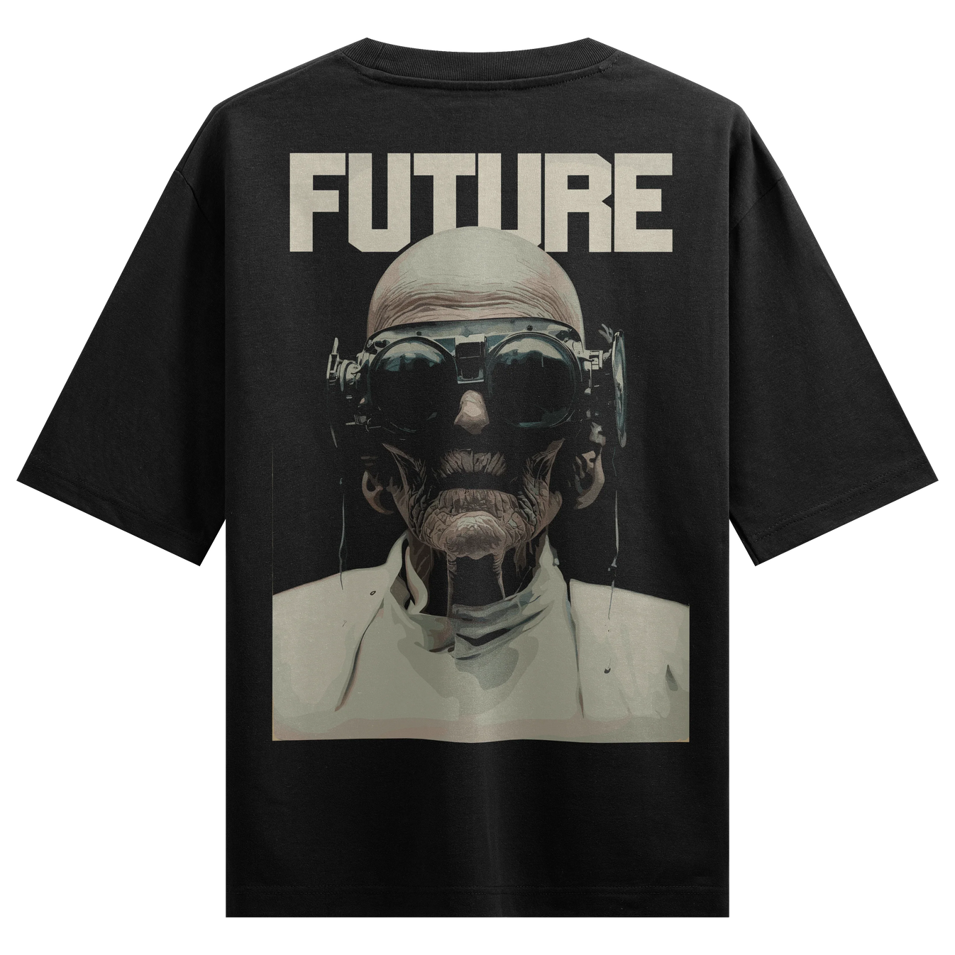 Cyborg artwork on PRDGY oversized t-shirt