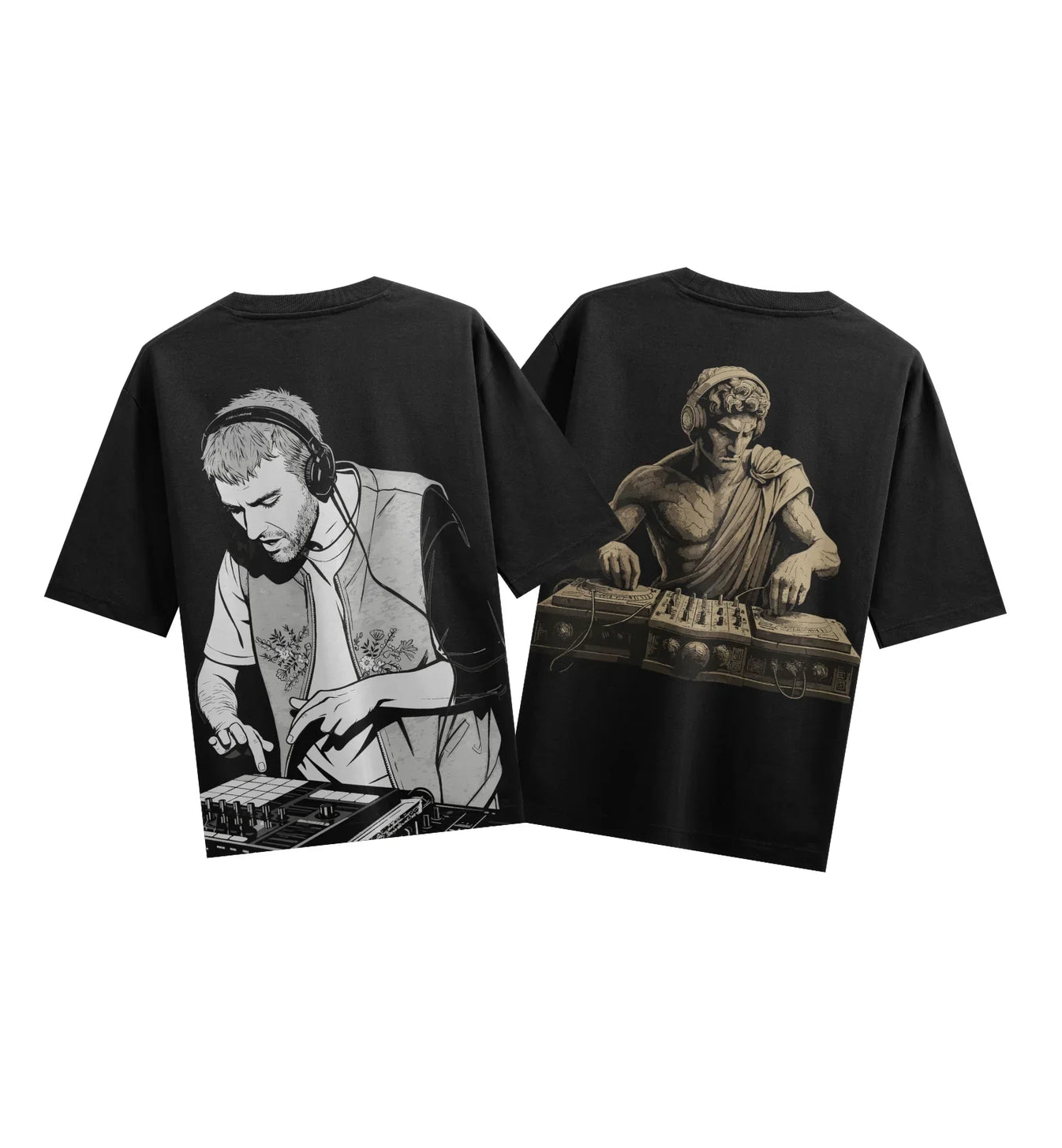 DJ artwork on PRDGY oversized t-shirt