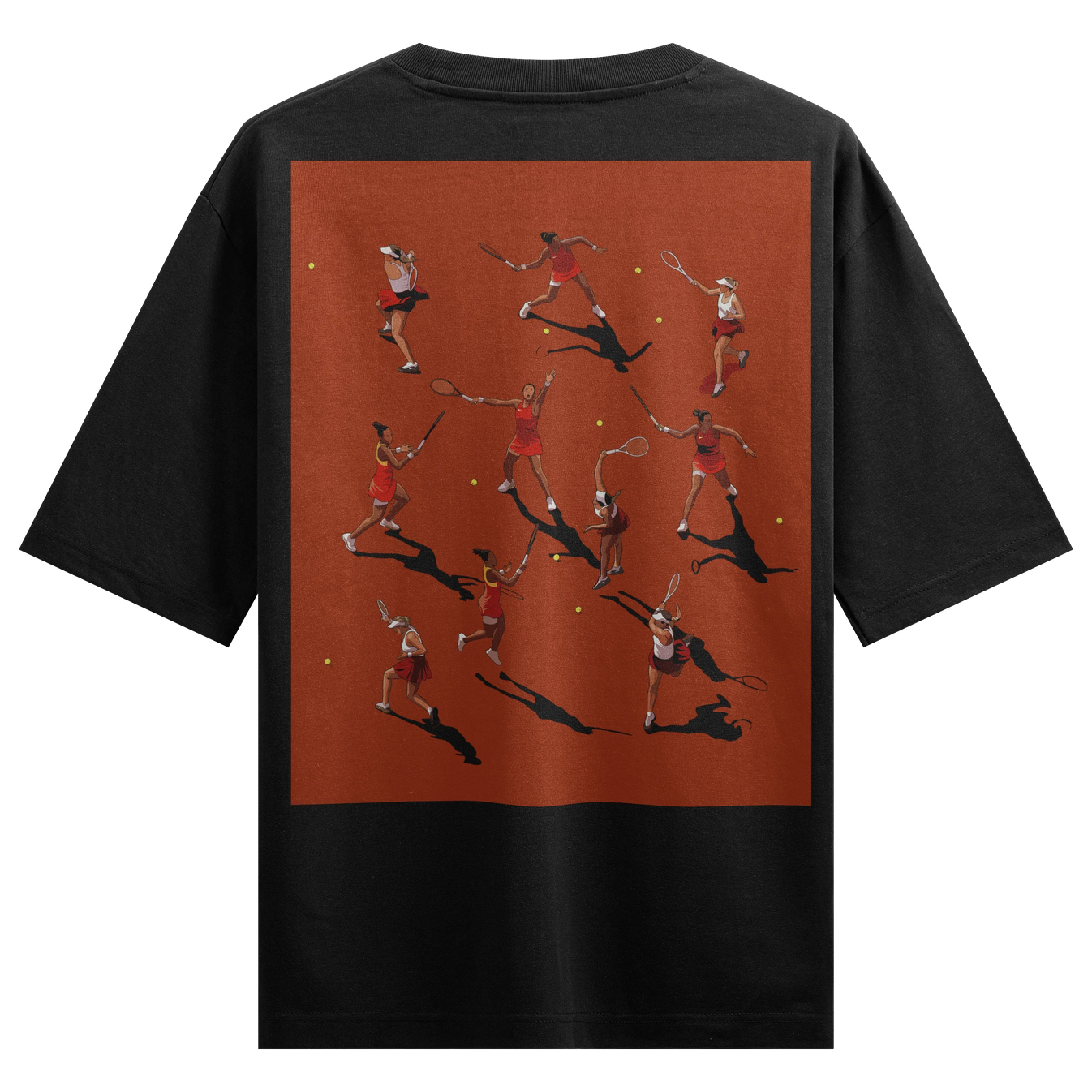 Tennis artwork on PRDGY oversized t-shirt