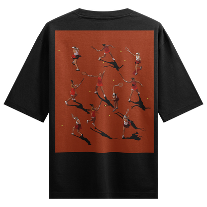 Tennis artwork on PRDGY oversized t-shirt