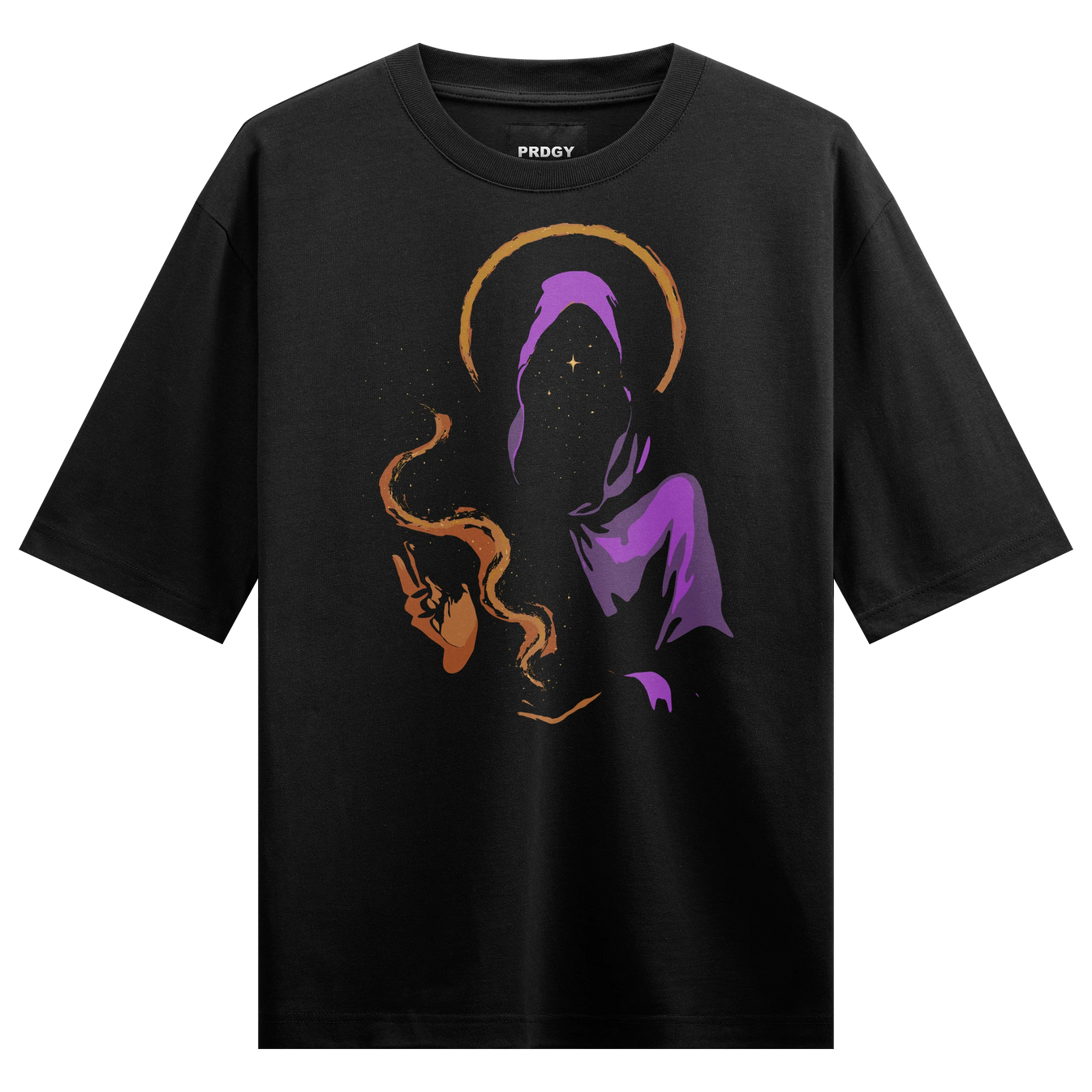 Gothic Reaper artwork on PRDGY oversized t-shirt