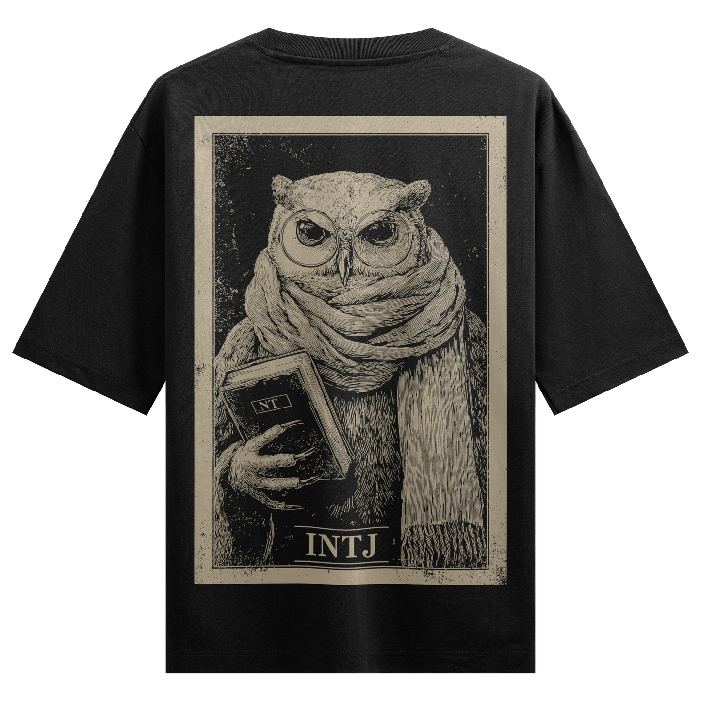 PRDGY Think Line An Owl Oversized T-Shirt