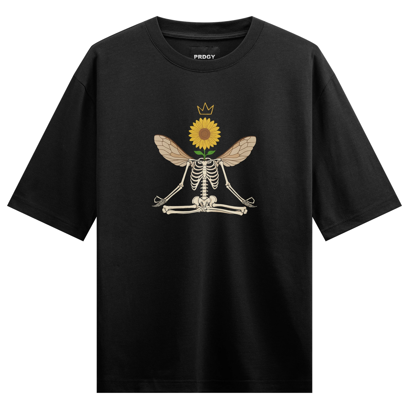 Skeleton Graphic artwork on PRDGY oversized t-shirt