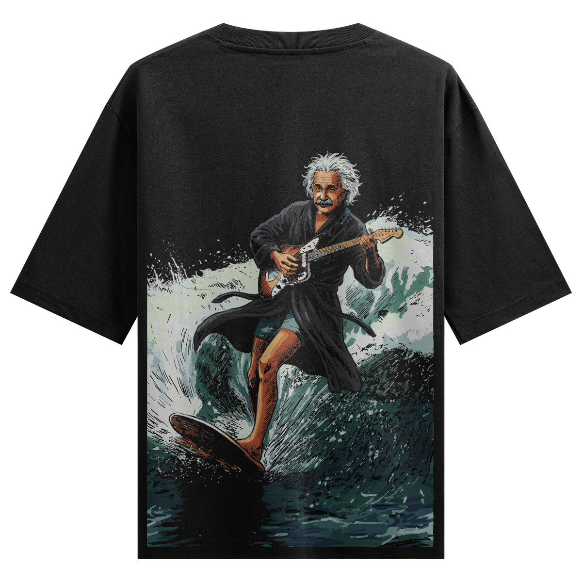 Albert Einstein artwork on PRDGY oversized t-shirt
