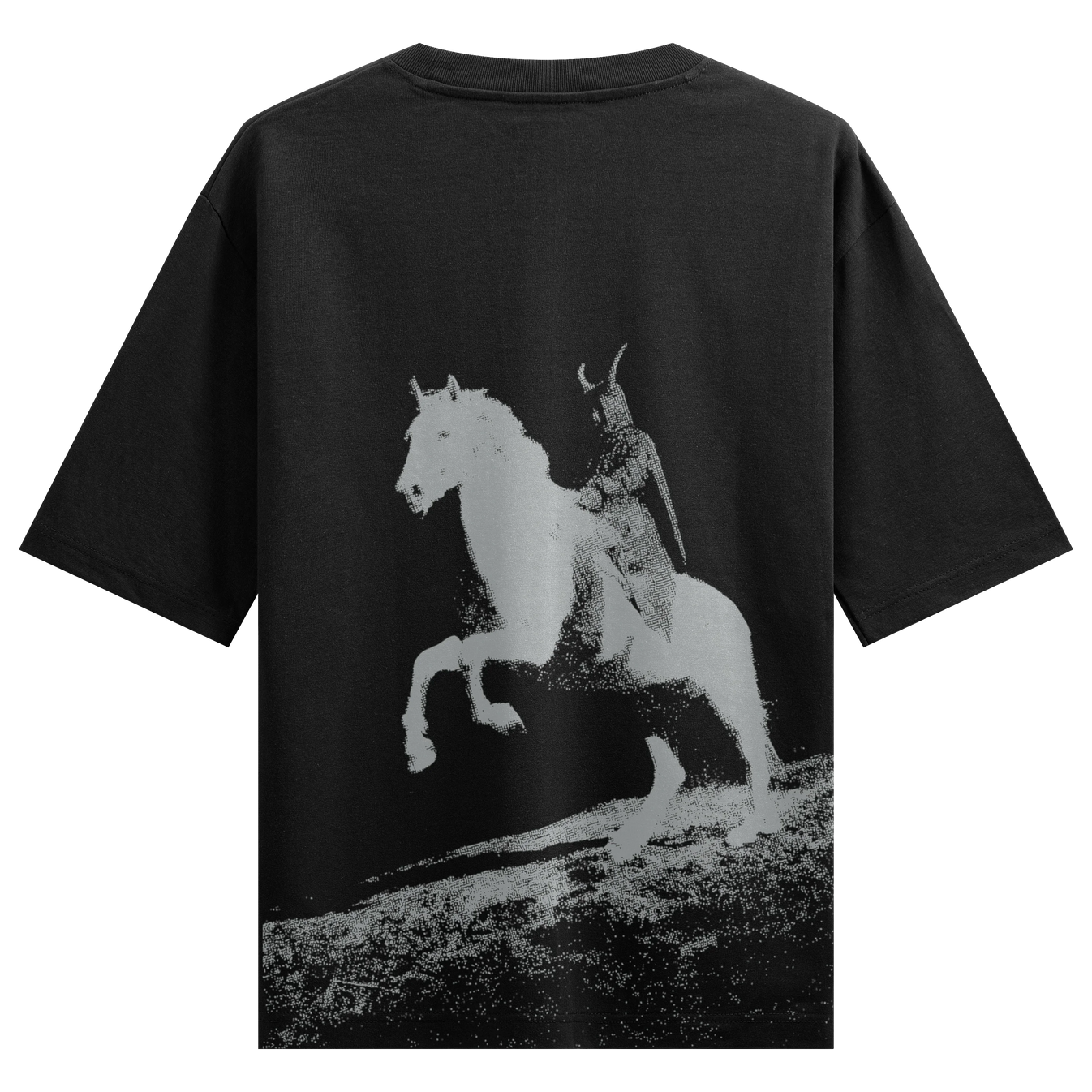 Warrior On Horseback artwork on PRDGY oversized t-shirt