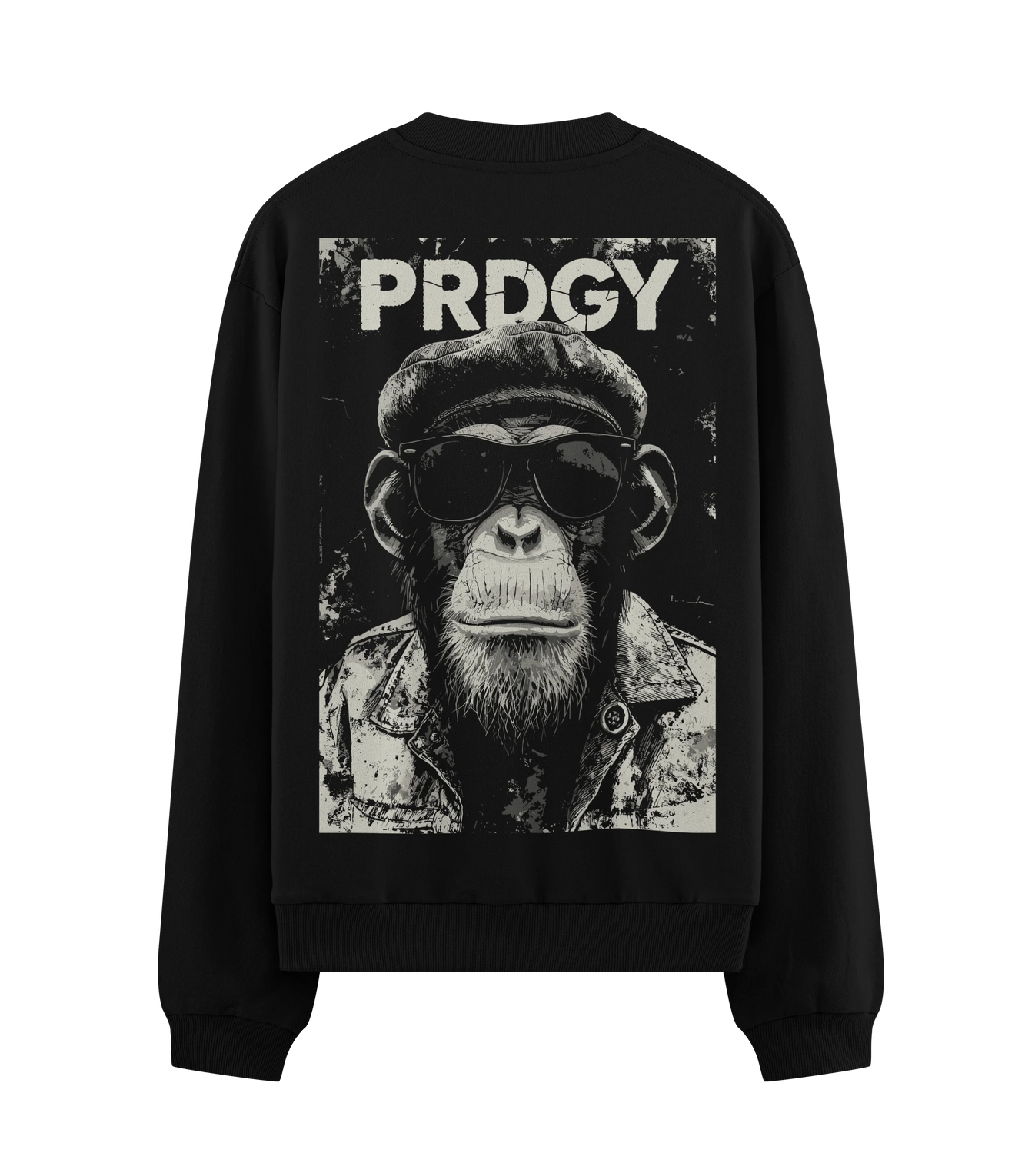 Monkey artwork on PRDGY sweatshirt