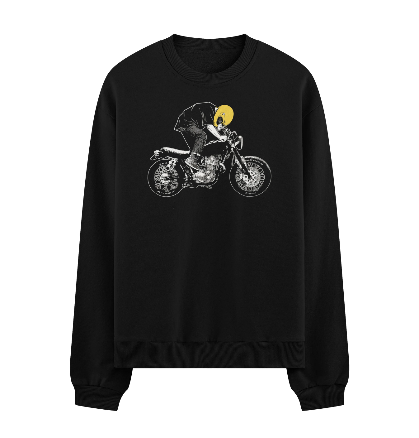 Motorcycle artwork on PRDGY sweatshirt