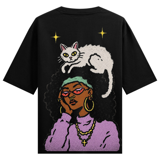 PRDGY Feline Friendship Oversized T-shirt