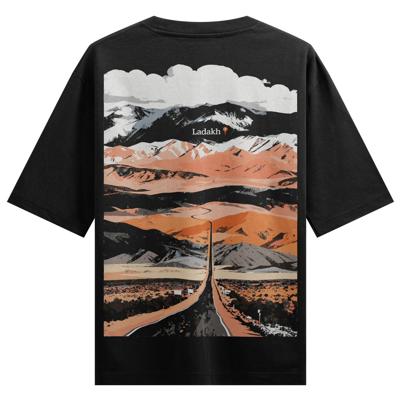 Ladakh Landscape artwork on PRDGY oversized t-shirt