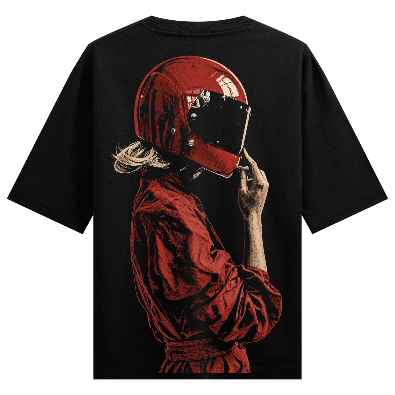 Red Racer T-Shirt by PRDGY — bold racer graphic, dark art design