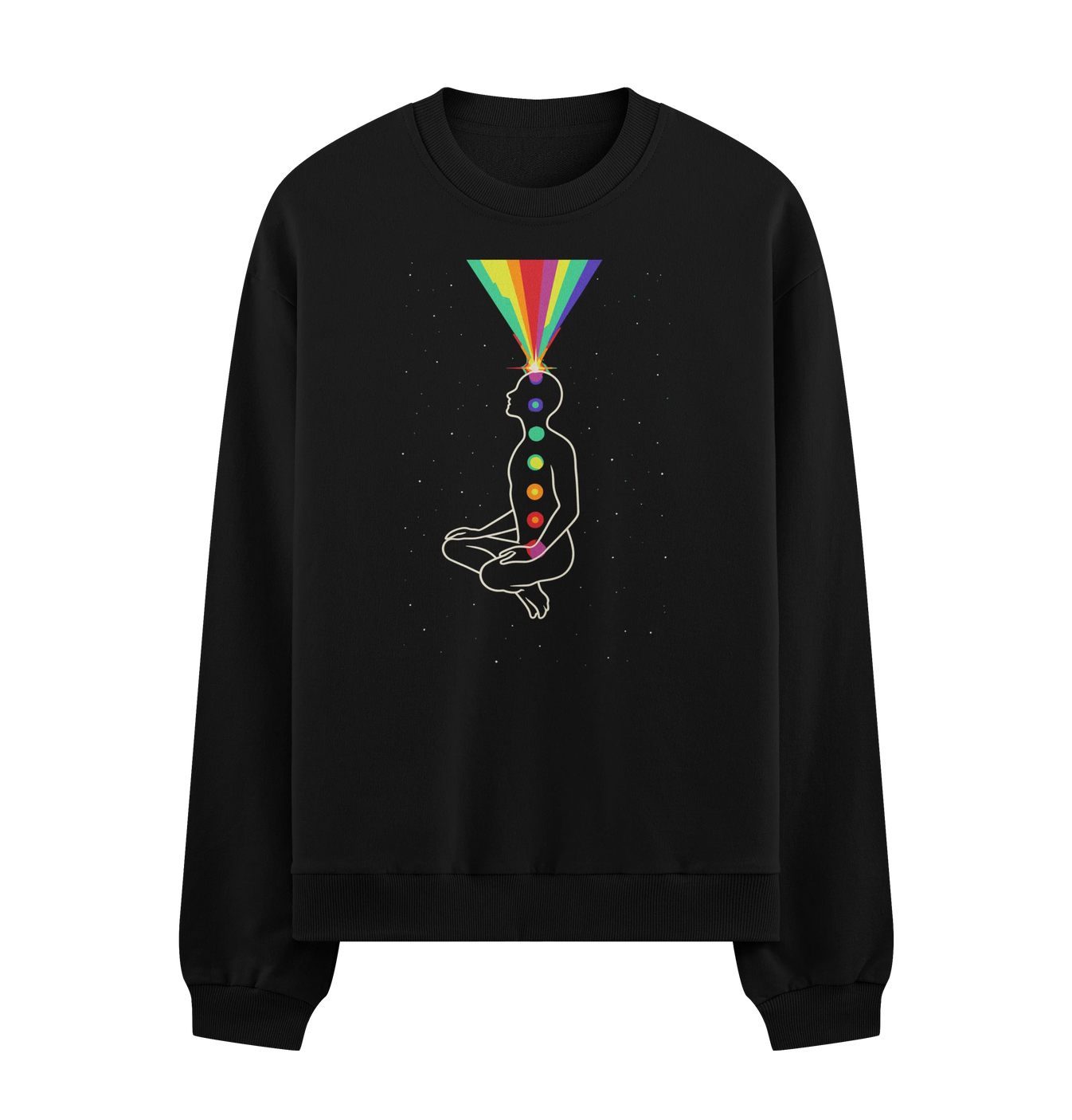 Chakra Meditation artwork on PRDGY sweatshirt