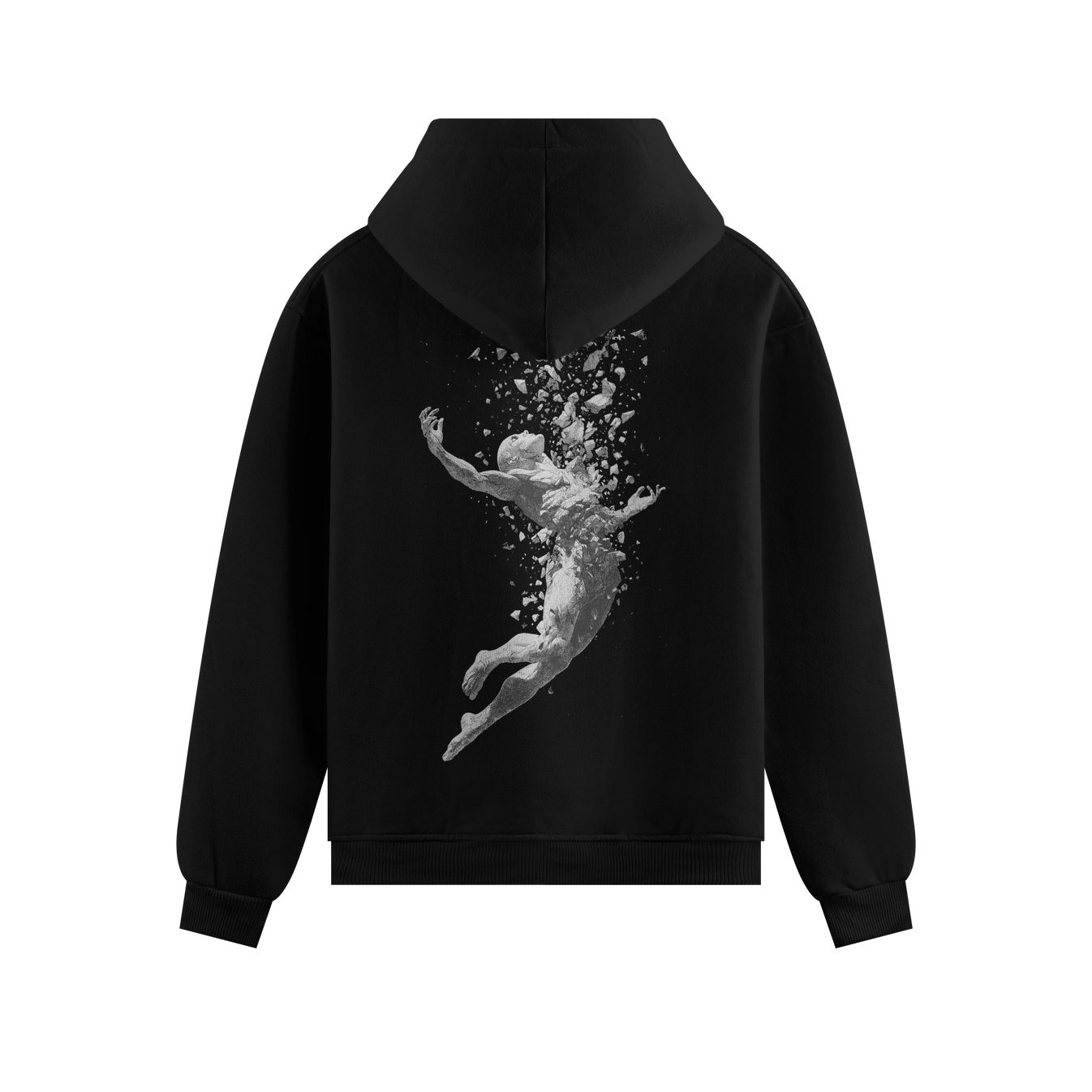 Shattered Human Figure artwork on PRDGY hoodie