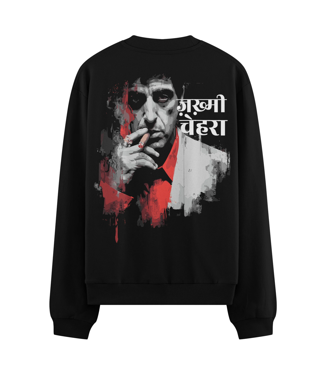 Tony Montana artwork on PRDGY sweatshirt