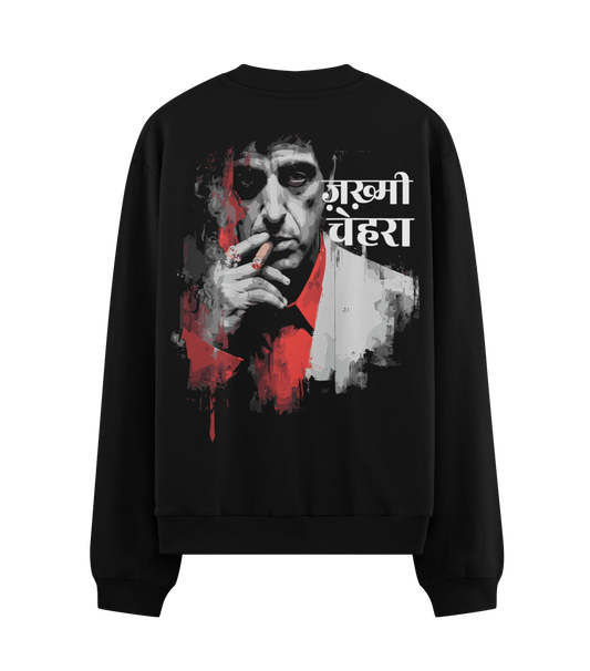 PRDGY Scar Face Oversized Sweatshirt