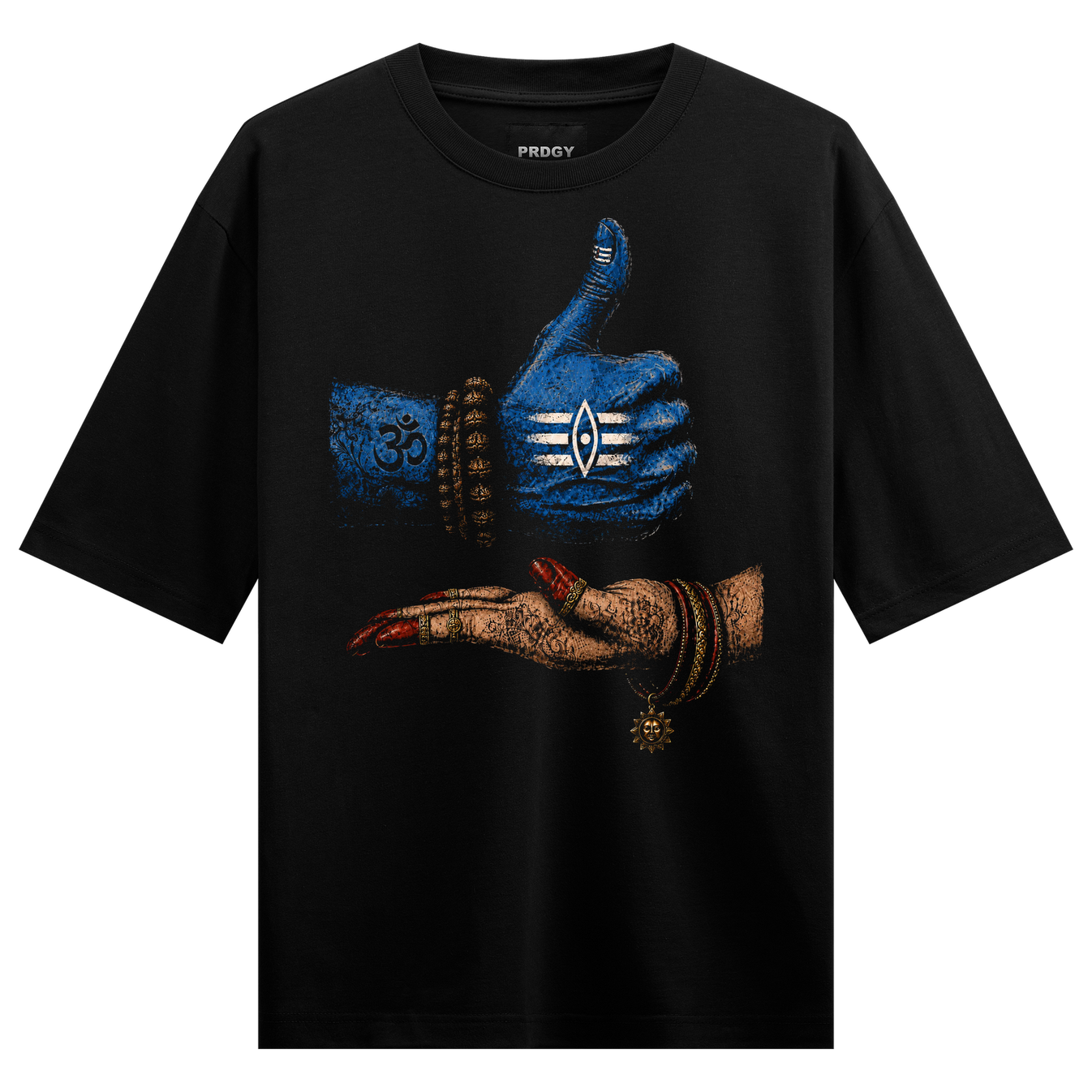 Shiva Mudra T-Shirt by PRDGY — Lord Shiva's hand giving a thumbs up, spiritual design
