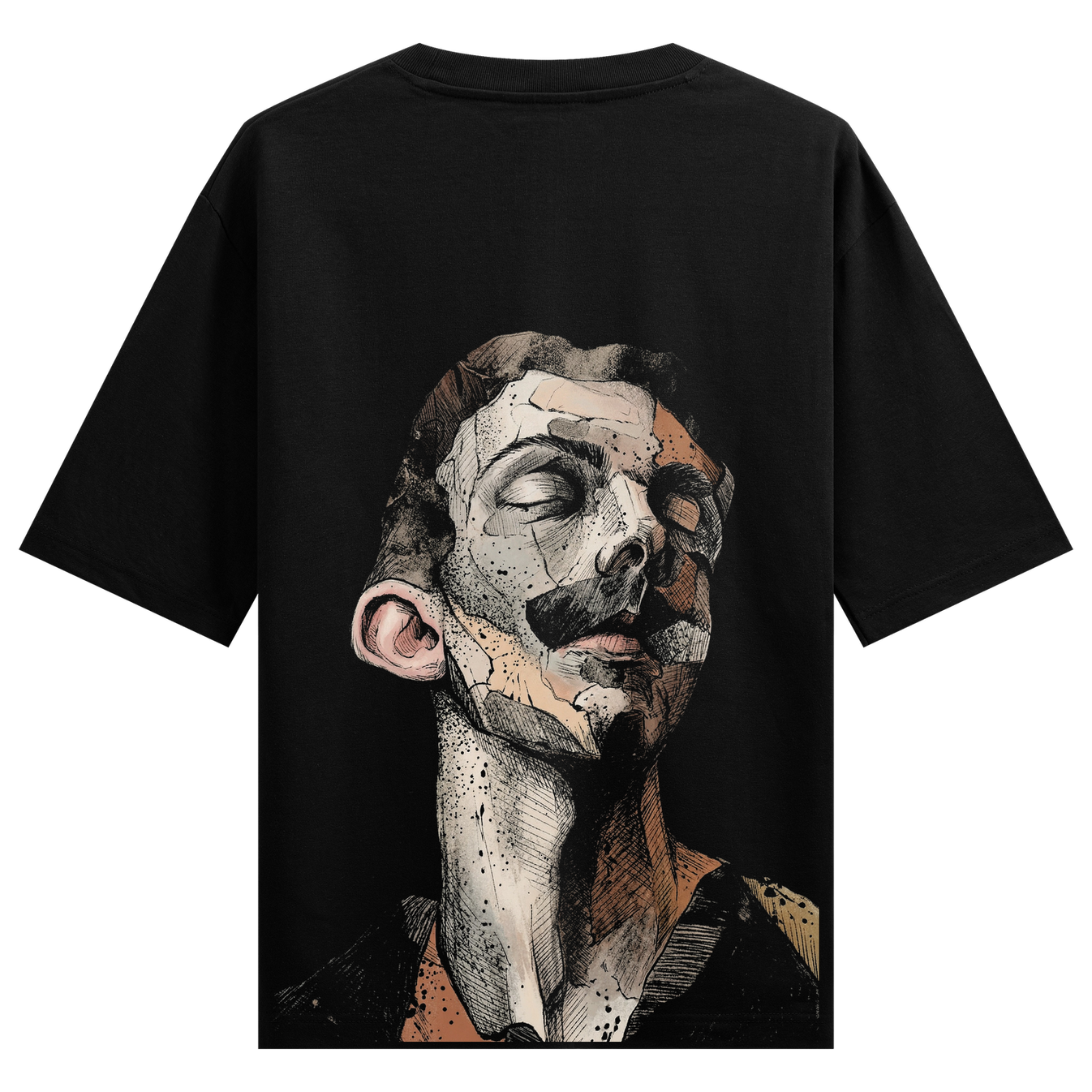 Sketch Portrait Oversized T-Shirt by PRDGY — artistic sketch design with detailed line work, streetwear design.