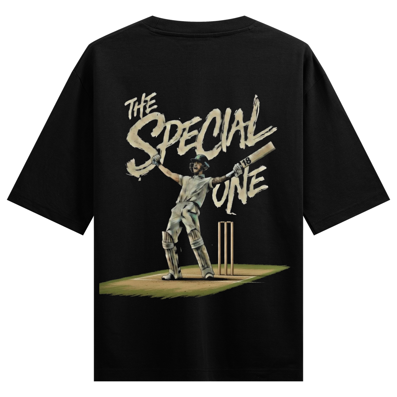 The Special One Oversized T-Shirt by PRDGY — dynamic cricket art celebrating victory, cricket design