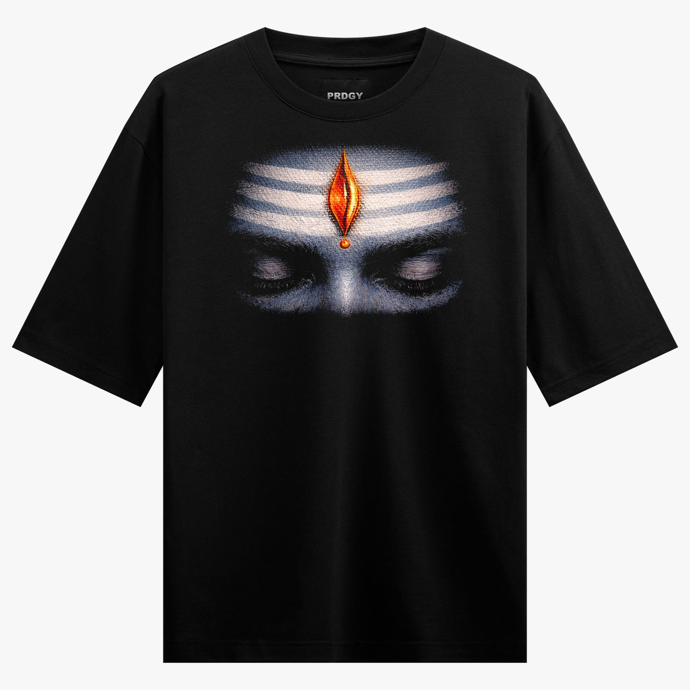 Third Eye Flame Oversized T-Shirt by PRDGY — mystical third eye with sacred flame graphic, spiritual design